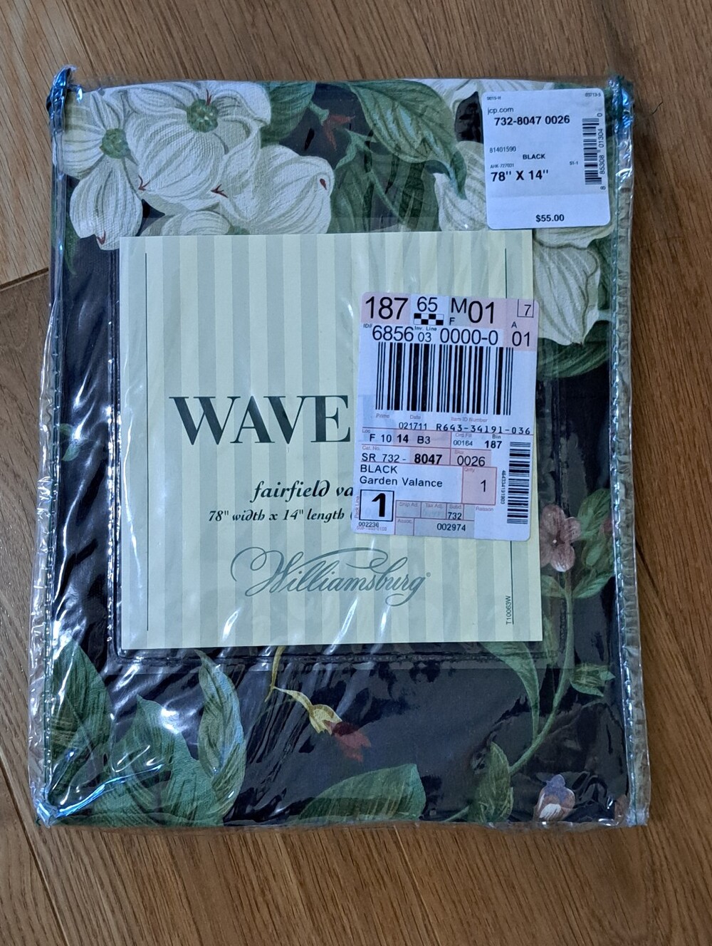 WAVERLY Williamsburg Fairfield Valance Garden Images Black 78" x 14"